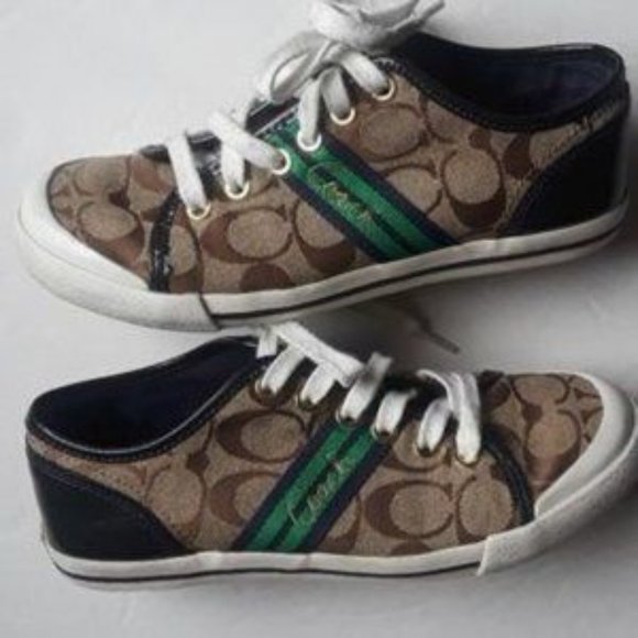 SIZE 6. COACH Folly logo canvas & leather sneakers shoes. - Picture 13 of 16